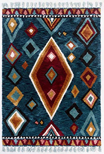 Beni Ourain Berber Teppich in günstig; handarbeit, robust und weich | Größe: 190 x 280 cm; Farbe: Blau | Gino Falcone - Vittoria von Gino Falcone