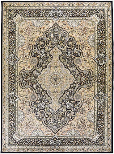 Klassischer Orientteppich | persisches Ghom Motiv in Seidenoptik | Größe: 190 x 290 cm; Farbe: Gold | Gino Falcone - Gaia von Gino Falcone