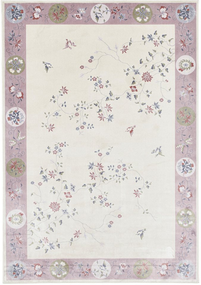 Gino Falcone Teppich Cherina GF-130, rechteckig, Höhe: 8 mm, zartes Blüten Design, mit Bordüre, leichter Glanz, 100 % Viskose Gino Falcone Teppich Cherina GF-130, rechteckig, Höhe: 8 mm, zartes Blüten Design, mit Bordüre, leichter Glanz, 100 % Viskose von Gino Falcone