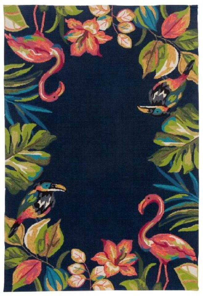 Teppich Teppich modern Design, bunt, Flamingo Papagei Pflanzen, Rechteckig, Höhe: 20 mm, Handtuft Teppich Teppich modern Design, bunt, Flamingo Papagei Pflanzen, Rechteckig, Höhe: 20 mm, Handtuft von Gino Falcone