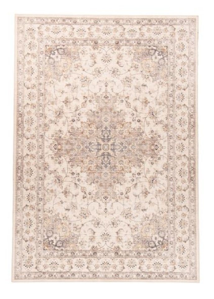 Teppich Teppich modern Design, mit Medaillon, cream, Rechteckig, Höhe: 3 mm, Maschinell bedruckt von Gino Falcone