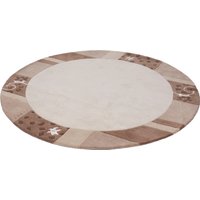 THEKO Wollteppich "Royal Ganges", rund, 13 mm Höhe, reine Wolle, mit Bordüre, ideal im Wohnzimmer & Schlafzimmer von Theko