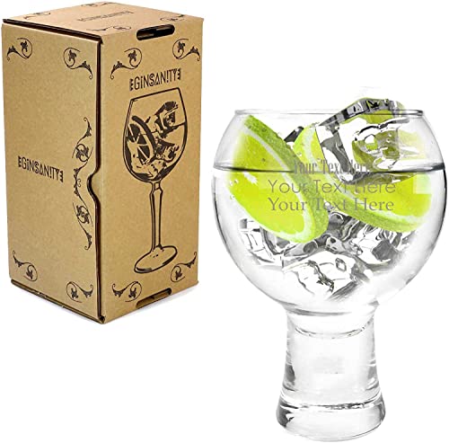 Ginsanity [Alternato groß Personalisiert [540 ml] Short Stem Copa Glas Gin und Tonic [G&T] Balloon Gläser Für Cocktails und Geschenkbox von Ginsanity