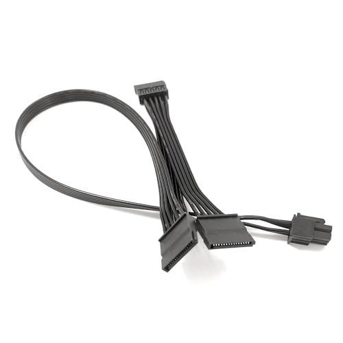 Gintai 6-poliger Stecker auf 1 to 3 auf 15 PIN SATA Anschluss PCI-E 6 für EVGA 1000 GQ 80+ Gold 1000 W Netzadapter, Mantelleiterkabel für Stromversorgung SATA Festplatte Stromkabel von Gintai