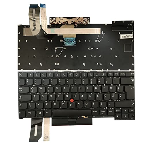 Gintai Ersatztaste Tastatur Deutsch Keyboard QWERTZ Backlit für Lenovo Thinkpad T490s 20NX 20NY, T495s 20QJ 20QK, X1 Extreme Gen 1 2, P1 Gen 1 2 SN20S33955 PK131BR1D11 SN1381BL Hintergrundbeleuchtung von Gintai