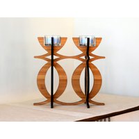 Bambus Sonnenwende Teelicht-Kerzenleuchter, Moderner Holz Kerzenhalter von GioGioDesign