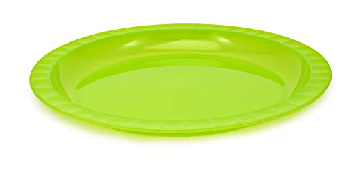 GIO'STYLE Speiseteller aus lebensmittelechtem Kunststoff | Ø 25,5 cm | Grün | Made in Italy | Perfekt für Partys, Picknicks, Camping | Linie Trippy von GIO'STYLE