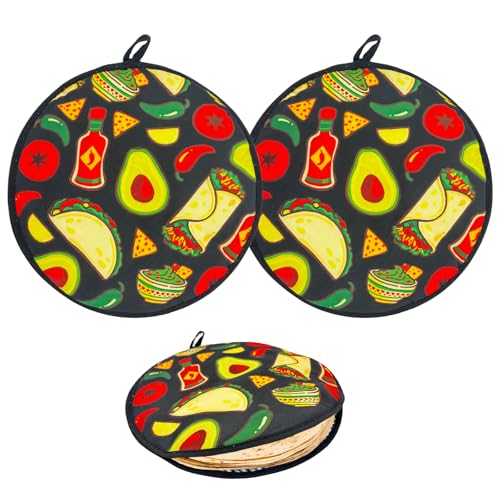 2er-Pack große Tortilla-Wärmertasche, mikrowellengeeignet, isolierter Stoff, hält Tacos, Naan und Tortillas 1 Stunde warm, für Familienfeste 2er-Pack große Tortilla-Wärmertasche, mikrowellengeeignet, isolierter Stoff, hält Tacos, Naan und Tortillas 1 Stunde warm, für Familienfeste von Giococo