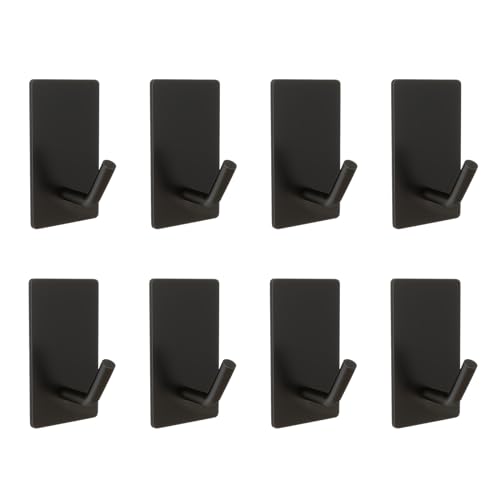 Giookuj Klebehaken Schwarz SUS304 Edelstahl Handtuchhaken Selbstklebend Haken ohne Bohren 8 Packs von Giookuj