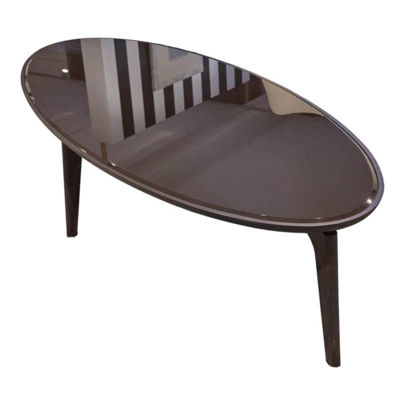 Couchtisch Blend Kristallglas Schwarz Gestell Eschenholz von Giorgetti