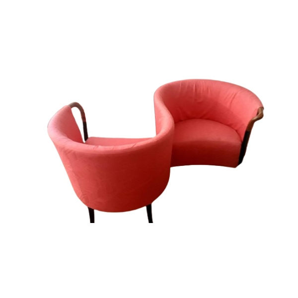 Doppelseitiges Vis-à-Vis Sofa aus Holz und Stoff, Giorgetti Doppelseitiges Vis-à-Vis Sofa aus Holz und Stoff, Giorgetti von Giorgetti