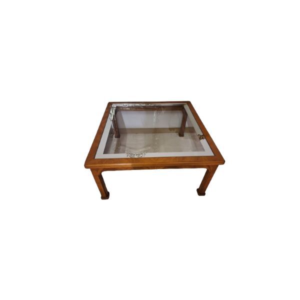 Quadratischer Couchtisch Argy aus Holz und Glas (80er Jahre), Giorgetti von Giorgetti