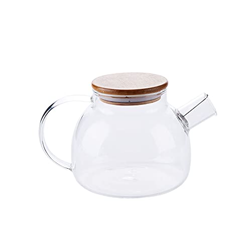 Teekanne aus Glas, Glas Teekrug mit Metallsieb, Borosilikat Glas Teebereiter Siebeinsatz mit Bambusdeckel und kurzem Auslauf,1L von Giorno di casa