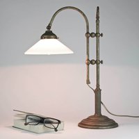 Tischlampe Schreibtisch aus Messing Glas 49 cm E14 in Antik von Ghidini Giovanni Battista