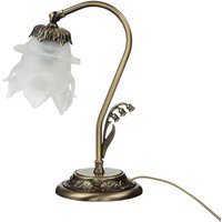 Tischlampe Glasschirm Weiß Echt-Messing Floral von Ghidini Giovanni Battista