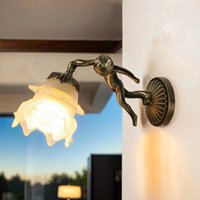 Wandlampe Messing Antik Echt Jugendstil Putti von Ghidini Giovanni Battista