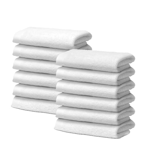 Giovanni Dolcinotti | Set mit 12 Gesichtstüchern aus 100% Baumwolle - 30 x 30 cm - extra saugfähig und schnelltrocknend - für Bad, Spa und Fitnessstudio - Weiß - Modell Orlando von Giovanni Dolcinotti