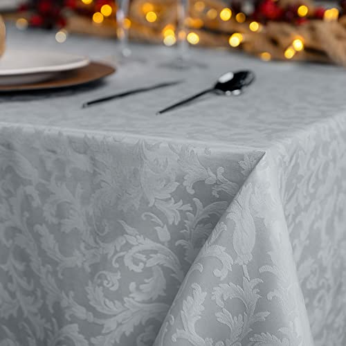 Giovanni Dolcinotti Rechteckige Tischdecke, schmutzabweisend, Weihnachten, 140 x 280 cm, Jacquard Damast, 12 Plätze – 100% Made in Italy – Farbe Grau von Giovanni Dolcinotti