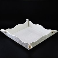 Große Valet Tablett Mit Kroko Muster - Pearl White Kunstleder Taschenleerer von GiovelliDesignCrafts