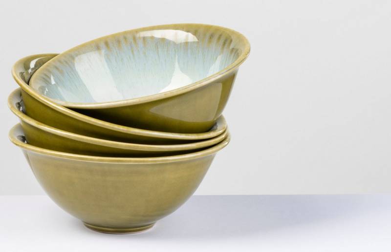 Gipfelstück Müslischale Flussufer, Steinzeug, (Set, 4-tlg), Reaktivglasur, außergewöhnlicher, visueller Farbverlauf, Ø 15 cm von Gipfelstück