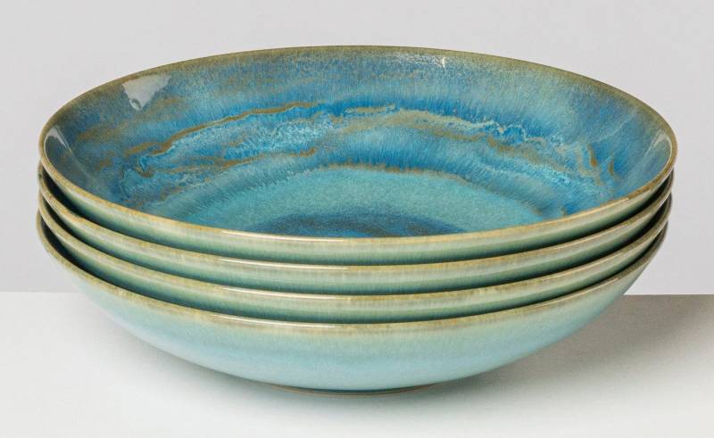 Gipfelstück Suppenteller Tiefer See, (4 St), Scandi-Style, glänzende Reaktivglasur, jedes Stück ein Unikat von Gipfelstück