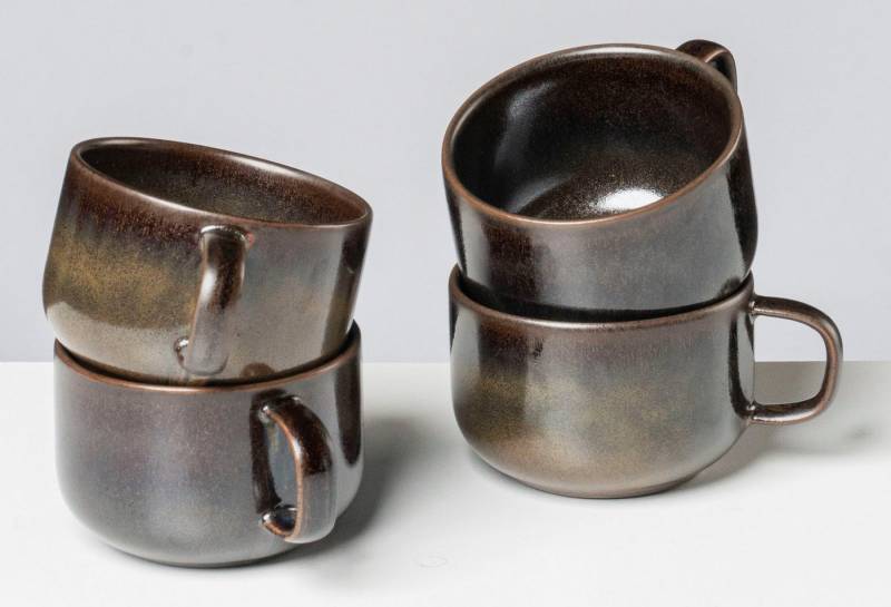 Gipfelstück Tasse Glockenklang, Steinzeug, Scandi-Style, Reaktivglasur, jedes Stück ein Unikat, 4-teilig von Gipfelstück