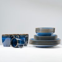 gipfelstück Kombiservice "Geschirr-Set, Service Eisfall" Scandi-Style, jedes Stück ein Unikat, 16 Teile, für 4 Personen von Gipfelstück