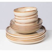 gipfelstück Tafelservice "Geschirr-Set, Service Nebelwald", (Set, 12 tlg.), Scandi-Style, jedes Stück ein Unikat, 12 Teile, für 4 Personen von Gipfelstück