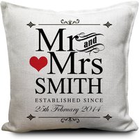 Personalisierter Hochzeitsgeschenk Kissenbezug - Mr & Mrs Braut Und Bräutigam Vintage Style Home Decor 40cm 16 Zoll von GiraffeandCustard