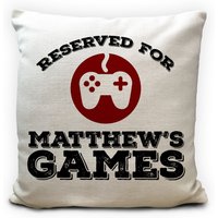 "Personalisierter Spiel Stuhl Kissenbezug - Gaming Sitzkissen Reserviert Für Ihren Namen "Geburtstag Weihnachtsgeschenk" 40x40cm 16 Zoll" von GiraffeandCustard
