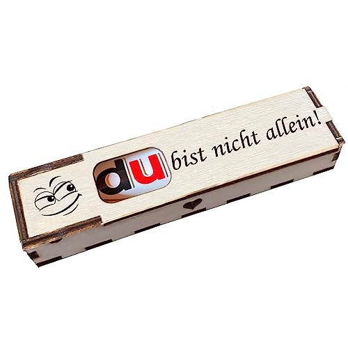 Duplo Holzbox Box mit Schokoriegel Geschenkbox mit Gravur "Du bist nicht allein!" Geschenkidee von Girahlutions