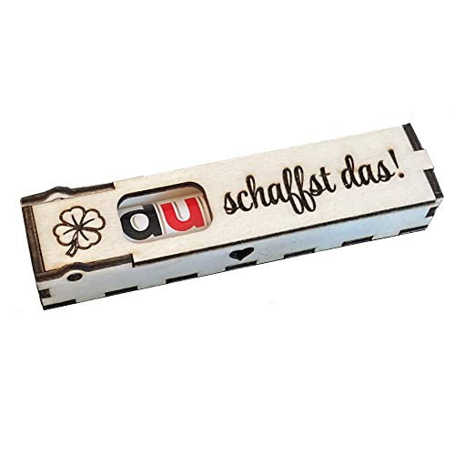 Duplo Holzbox Geschenkbox aus Holz mit Gravur Spruch "Du schaffst das!" Geschenkidee Box mit Ausschnitt Rechteck von Girahlutions