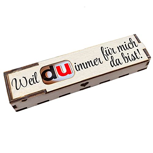 Duplo Holzbox mit Schokoriegel Geschenkbox mit Gravur Spruch "Weil Du immer für mich da bist!" Geschenkidee von Girahlutions