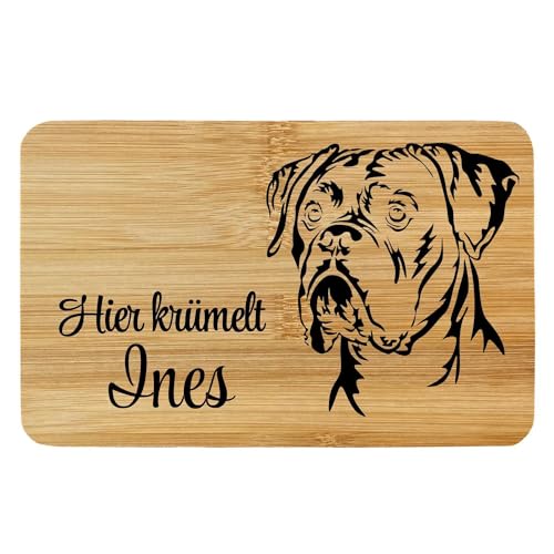 Frühstücksbrettchen Brettchen Bambus Holz Hund Boxer Lasergravur mit Wunschname Personalisiert Variante 1 von Girahlutions