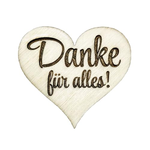 Herz Kühlschrankmagnet Holz Holzmagnet 50x55mm mit Gravur Spruch Neodym Magnet Mitbringsel Spruckmagnet Danke für Alles von Girahlutions