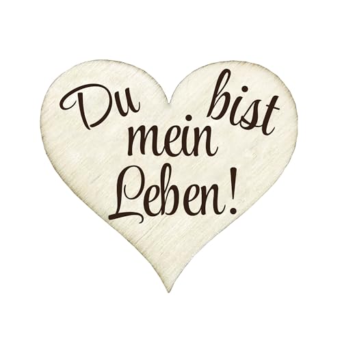 Herz Kühlschrankmagnet Holz Holzmagnet 50x55mm mit Gravur Spruch Neodym Magnet Mitbringsel Spruckmagnet Du bist mein Leben von Girahlutions