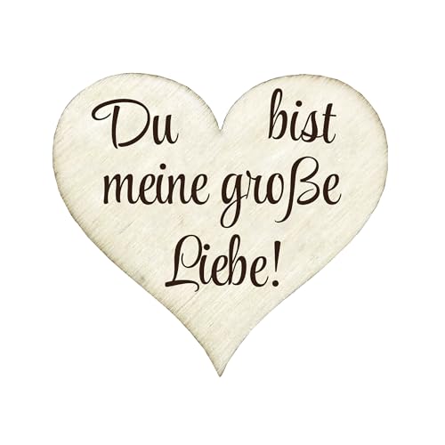 Herz Kühlschrankmagnet Holz Holzmagnet 50x55mm mit Gravur Spruch Neodym Magnet Mitbringsel Spruckmagnet Du bist meine große Liebe von Girahlutions