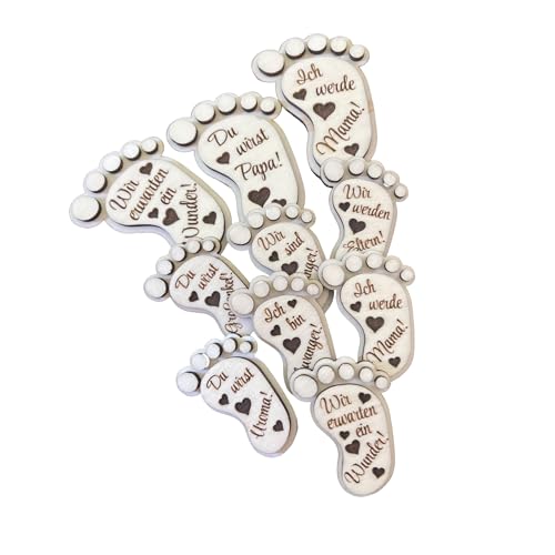 Ihr werdet Großeltern! | Verkündung Schwangerschaft Kühlschrankmagnet Holz Kleiner Babyfuß mit Gravur Ankündigung Baby Nachwuchs Überraschung Geschenkidee (50x35mm) von Girahlutions