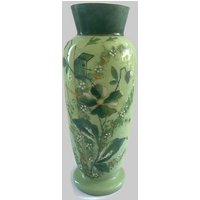 Grüne Vintage Vase | Handbemalt Grünes Glas Skurriles Gartenmotiv von GirlFindsTreasure