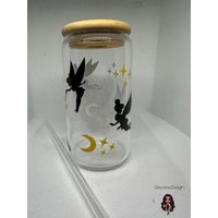 Trinkglas Mit Strohalm Und Deckel Motiv Fee|Geschenk|Geschenkidee|Trinkglas|Strohhalm|Glasstrohhalm|Bambusdeckel|Fee|Stern|Glas von GirlyvibesDesiign