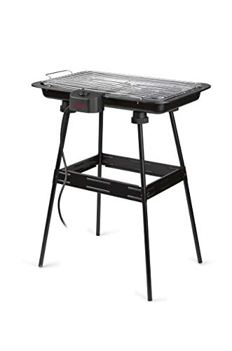 Girmi BQ2100 Grill mit Stand, 2200 W, große Kochfläche 51 x 30 cm, Edelstahl, 51 x 30 cm, Schwarz von Girmi