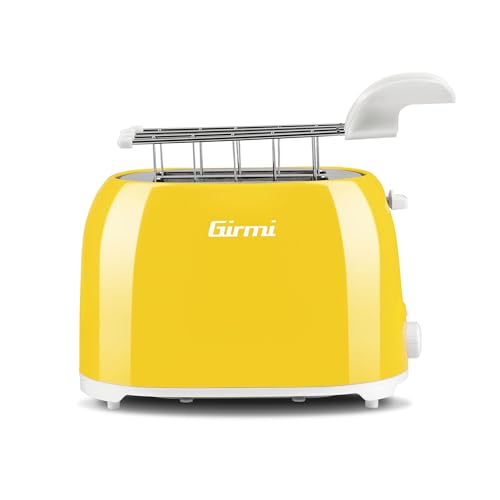 Girmi TP1005 Toaster, 750 W, Edelstahlzangen, 7 Bräunungsstufen, Krümelschublade, Automatische Abschaltung, Gelb von Girmi