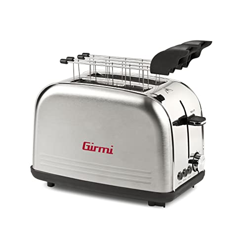 Girmi TP57 Toaster, 800 W, Gehäuse und Zange aus Edelstahl, große Schlitze, Timer, 8 Kochstufen, automatische Abschaltung, Krümelsammler von Girmi