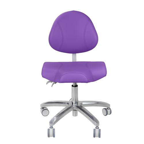 Giroflee Arztstuhl Ergonomisches Design Höhenverstellbarer Hebestuhl U-Serie Hautgefühl Leder Drehstuhl Rollhocker mit Rückenlehne PLST-102 von Giroflee