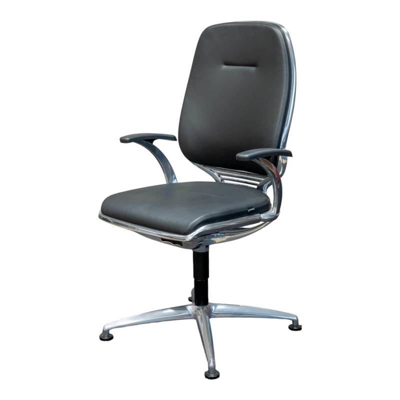 Bürodrehstuhl AL 3 Leder Schwarz4-Sternfuß Aluminium von Girsberger