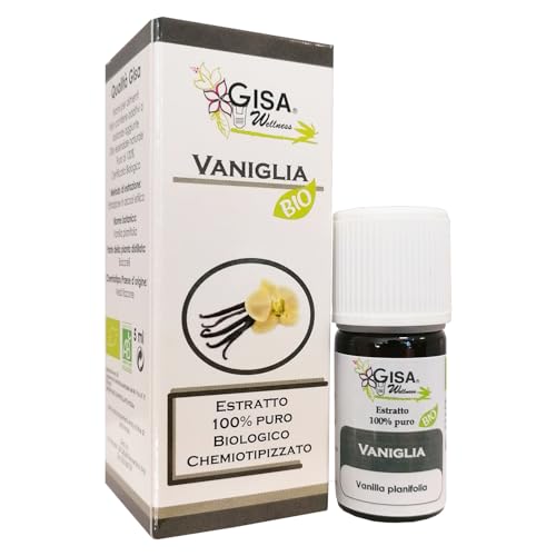 Gisa Wellness - VANILLE - Bio Ätherisches Öl - 100% Rein und Natürlich - [5ml] - Lebensmittelqualität - Aromatherapie - Körperpflege - Wohlbefinden - Hergestellt in Italien von Gisa Wellness
