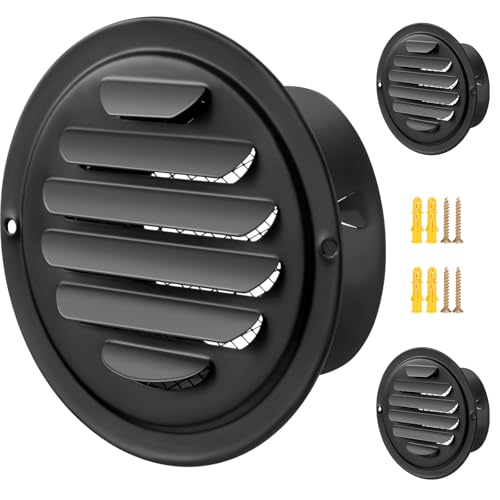 Gisafai 2 Stück runde Lüftungsgitterabdeckungen aus Edelstahl, 10,2 cm, Lüftungsgitter, Metall-Lüftungsabdeckungen mit integriertem Fliegengitter-Netz für HVAC-Lüftung, Haus, flache Garage, außen von Gisafai