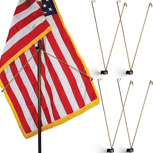 Gisafai 4 Stück Flaggenspreizer für den Innenbereich, amerikanische Flaggen, Display Juneteenth Supplies, Gold von Gisafai