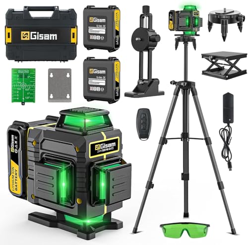 Kreuzlinienlaser mit Stativ,Multifunktionaler 4D-Laser mit 16 Linien, 2 * 4800 Li-Ionen-Akku mit Ladeanschluss Typ C Kreuzlinienlaser mit Stativ,Multifunktionaler 4D-Laser mit 16 Linien, 2 * 4800 Li-Ionen-Akku mit Ladeanschluss Typ C von Gisam