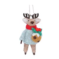 Gisela Graham Filz Rentier mit Pudding Weihnachtsbaumschmuck von Gisela Graham